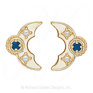 GS341-2 S/PL - 14 Karat Gold Slide with Sapphire center and Pearl accents 